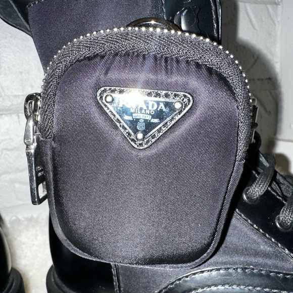 Prada Monolith Leather and Re- Nylon Combat Boots Size 37 - Picture 12 of 16